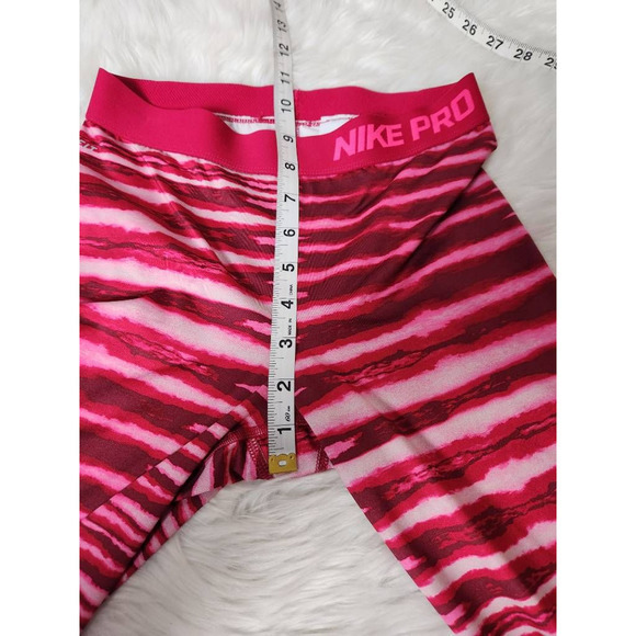 Nike Pro Womens Activewear Capri Pants Pink Mid Rise Stretch Stripe Pull On S - Picture 4 of 7